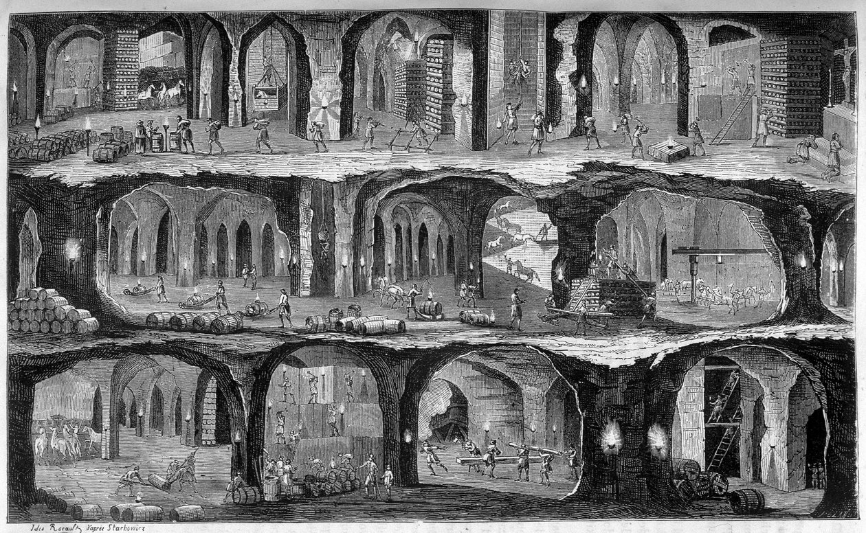 Udsigt over underjordiske arbejder i saltminerne i Wieliczka, Galicien. I "" Les wonders de l