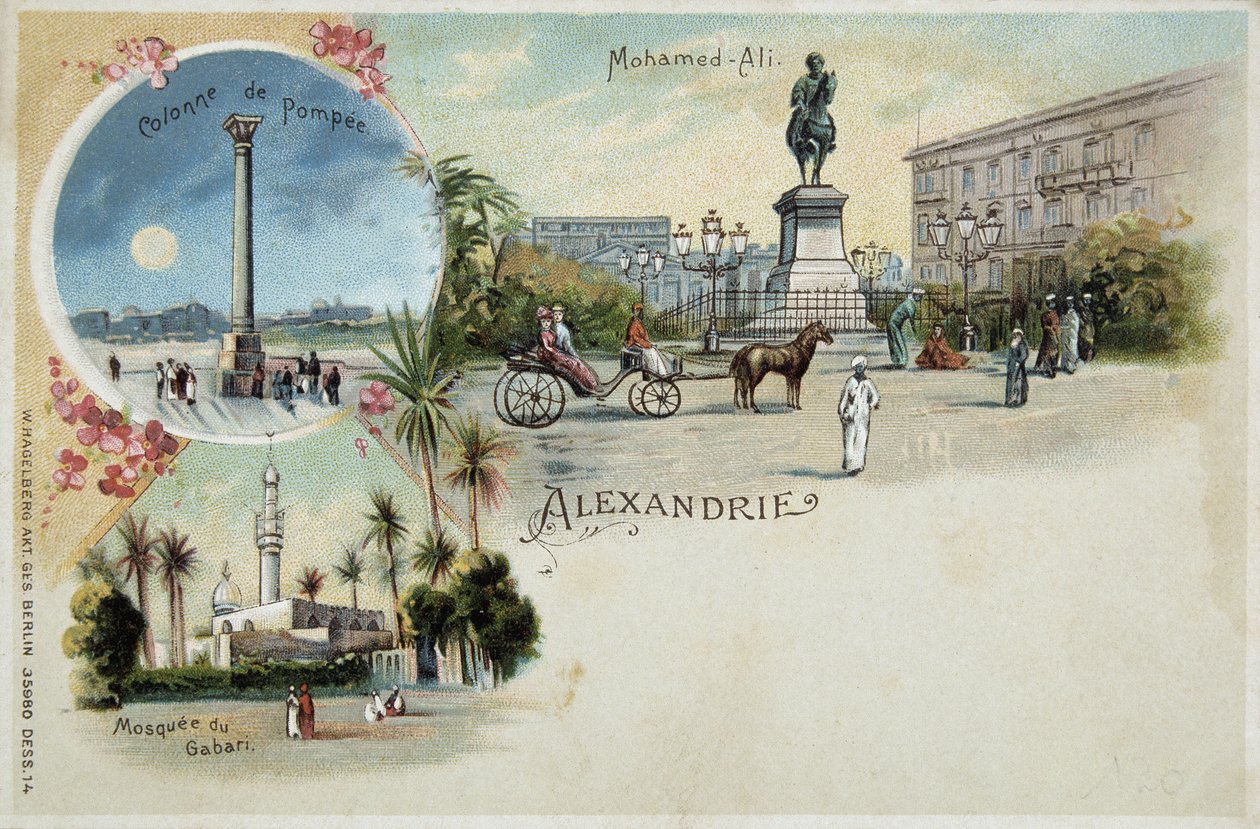 Udsigt over Alexandria - postkort, slutningen af det 19. århundrede af Unknown artist