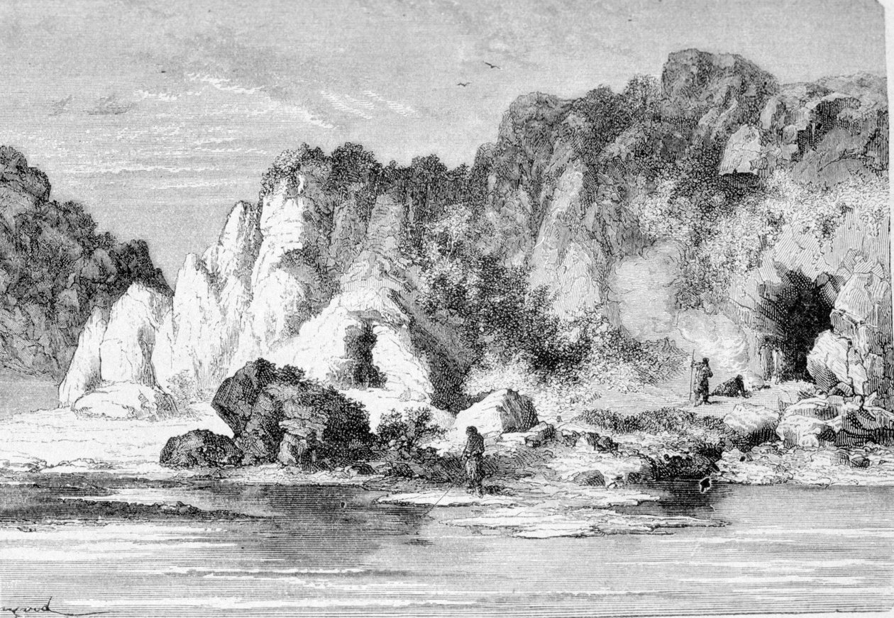 Landsby i rensdyralderen (øvre palæolitikum), Furfeez-huler. af Unknown artist