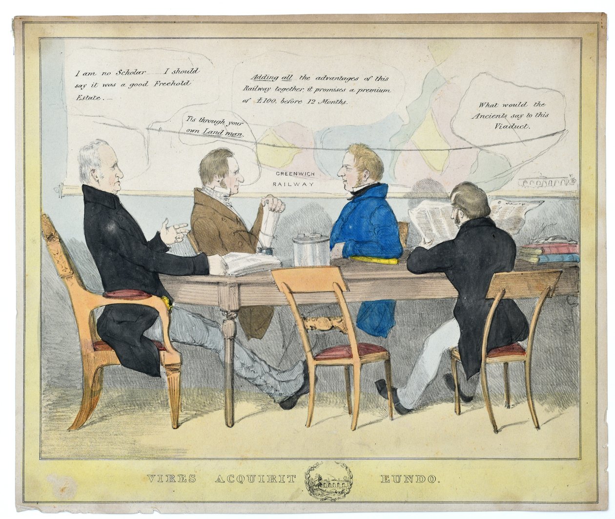 Vires Acquirit Eundo (Vi samler kræfter mens vi går), ca. 1835 (håndfarvet litografi på papir) af Unknown artist