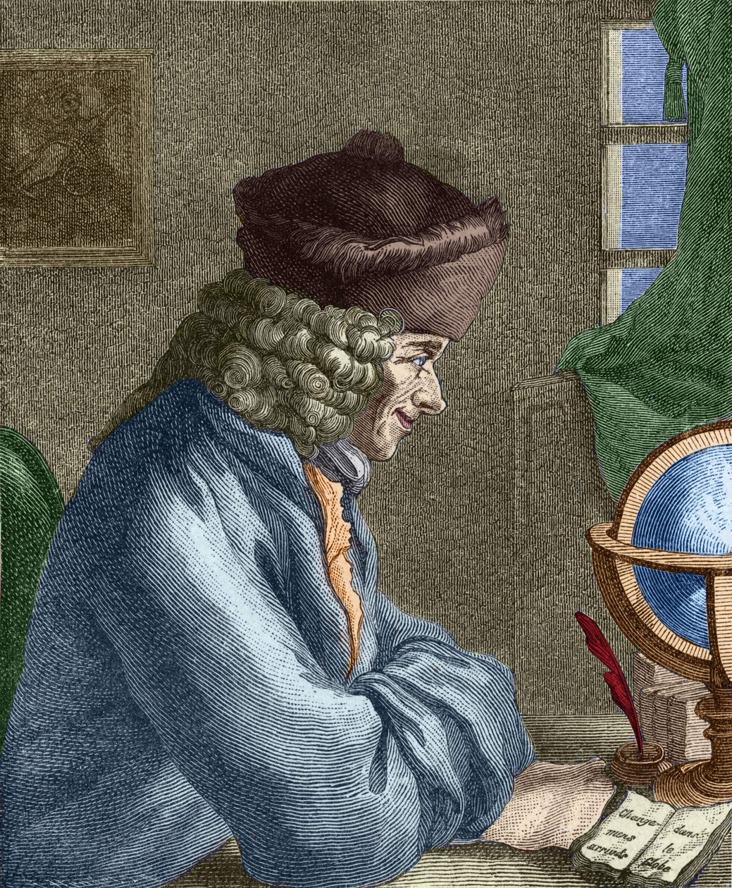 Voltaire (1694-1778) på sit kontor i Vernay. af Unknown artist