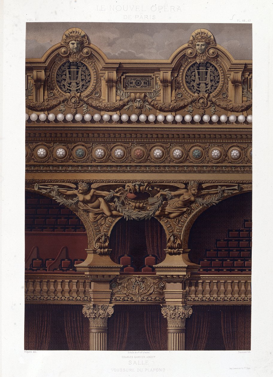 Voussure af loftet på Opera Garnier - kromolitografi, slutningen af det 19. århundrede af Unknown artist