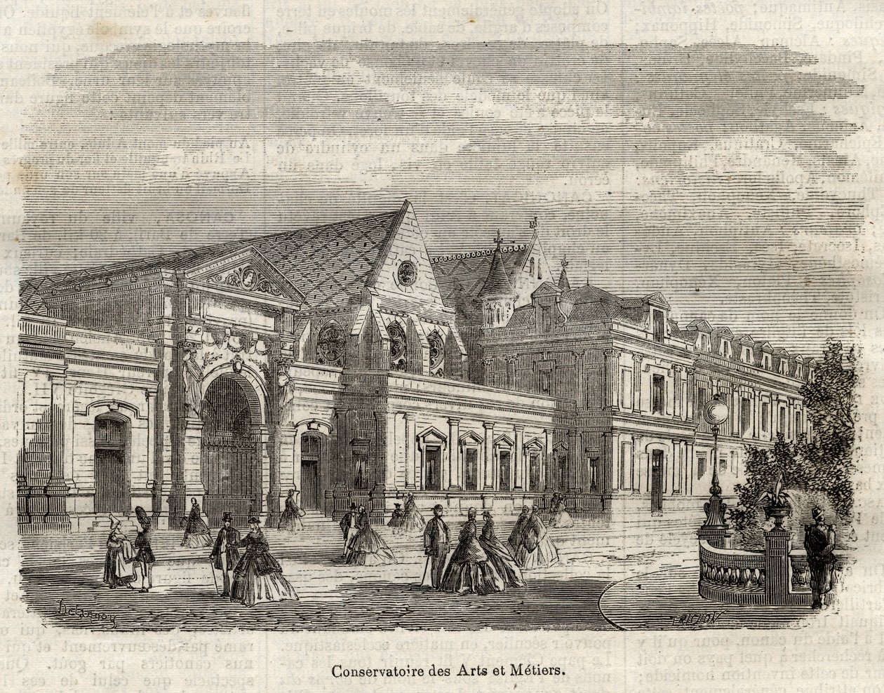 Udsigt over Konservatoriet for Kunst og Håndværk (Cnam) i Paris, rue Saint Martin i Paris - (Udsigt over Konservatoriet for kunst og kunsthåndværk i Paris - indgravering i "Dictionnaire populaire illustrious"" - 1864 - af Joseph Decembre og Edmond Allonier af Unknown artist