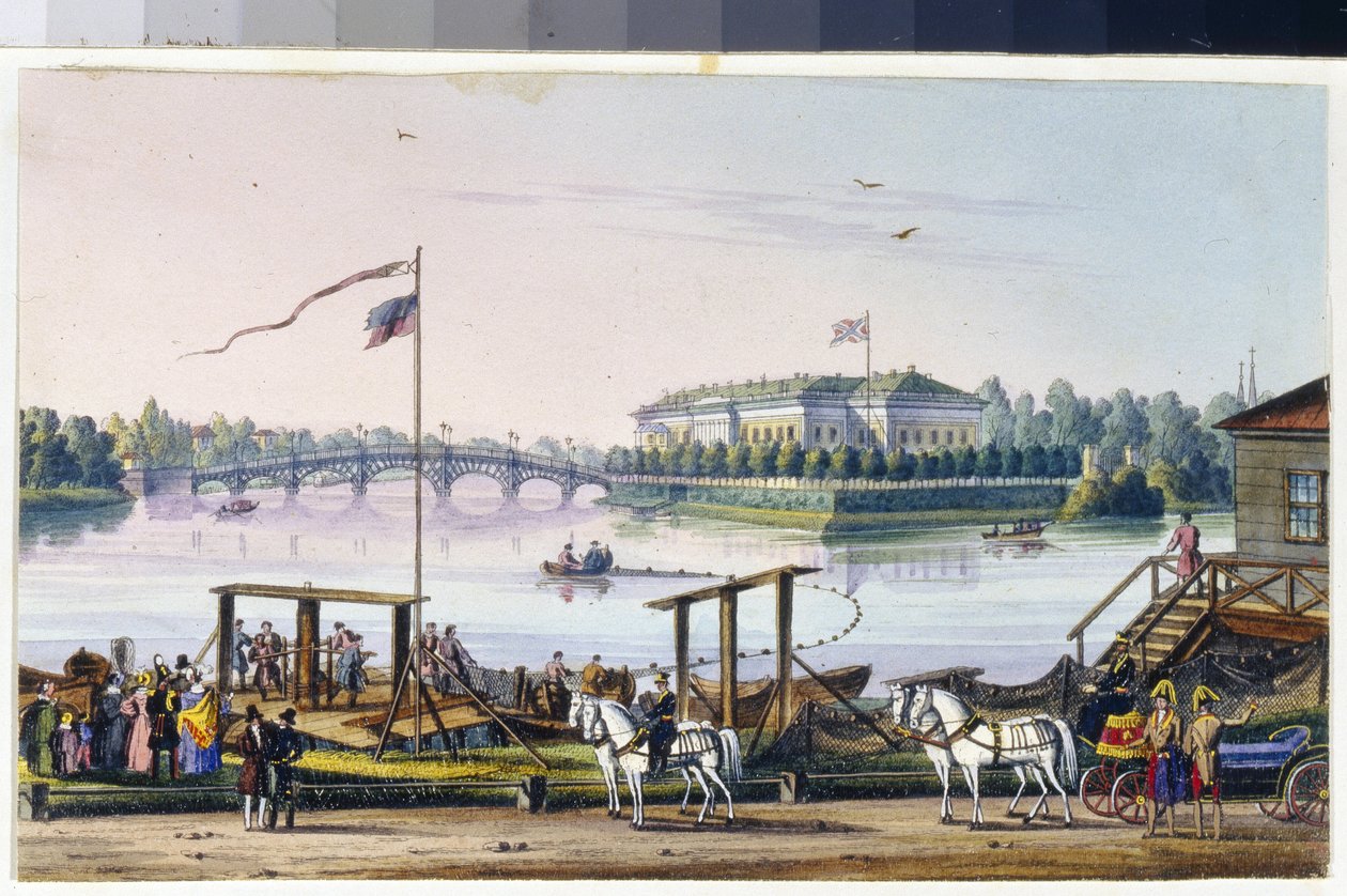 Udsigt over paladset på Kamenny Island i Sankt Petersborg (Album of Marie Taglioni af Unknown artist