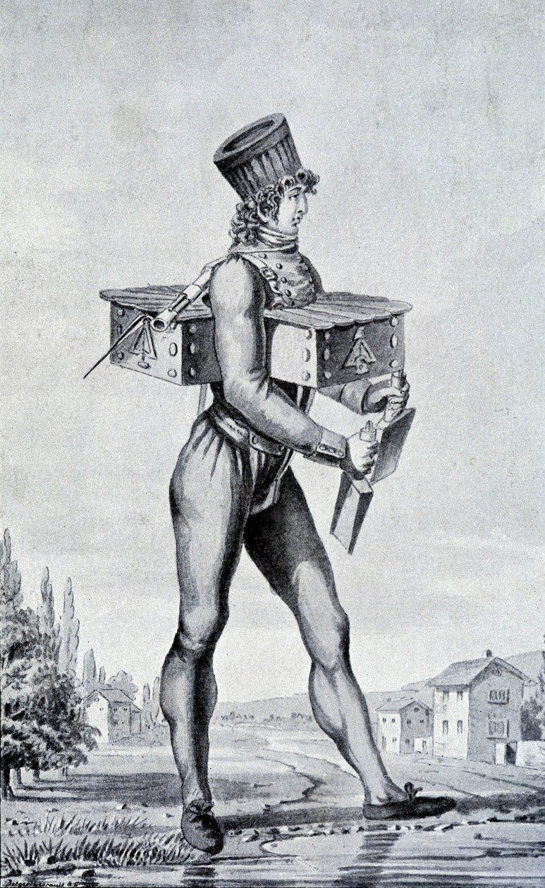 Krigsdragt fra det 19. århundrede. gravering af det 19. århundrede. af Unknown artist