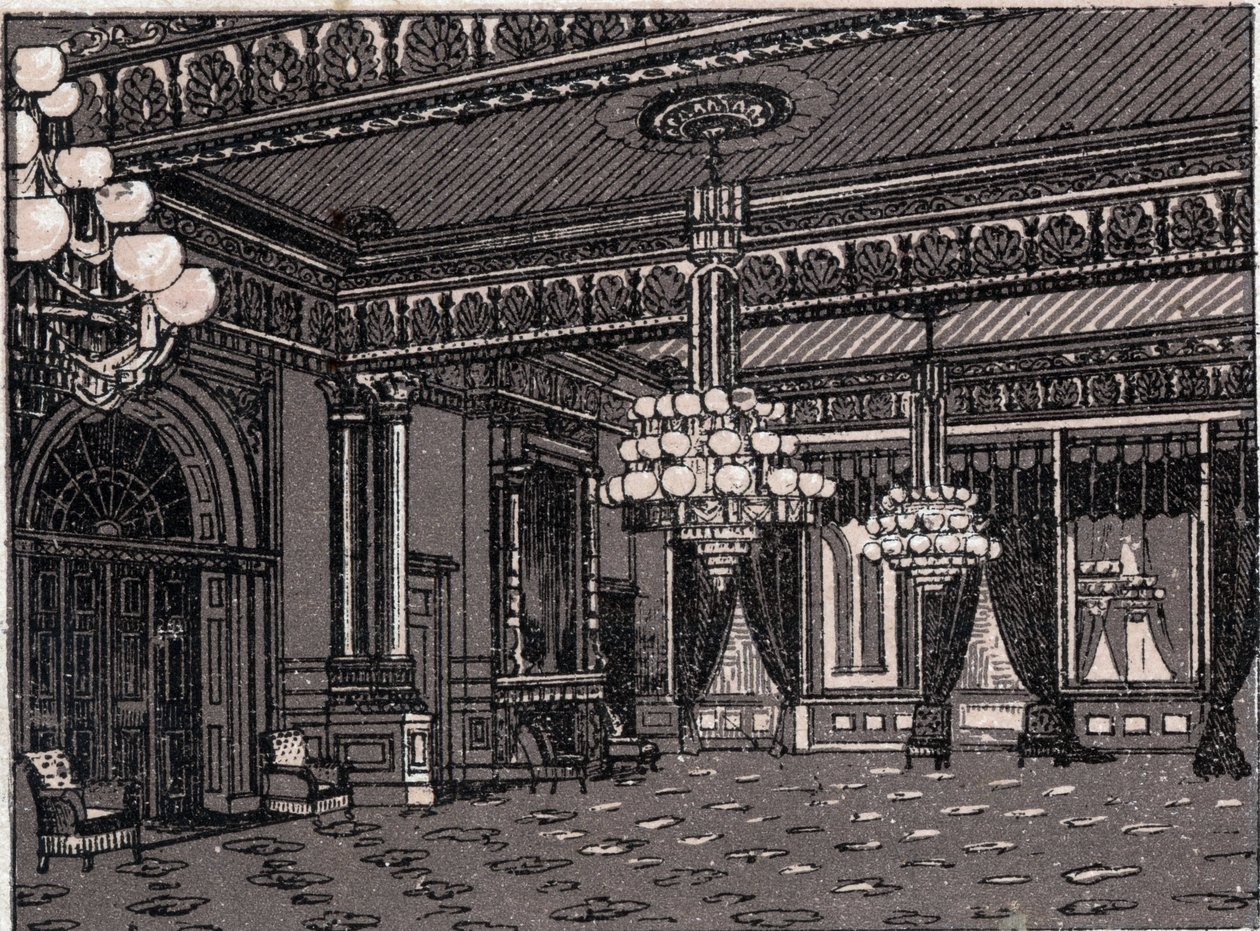Washington, USA: udsigt over East Room, Det Hvide Hus. i "" Verden illustrerer 168 visninger"" Udateret (slutningen af det 19. århundrede) af Unknown artist