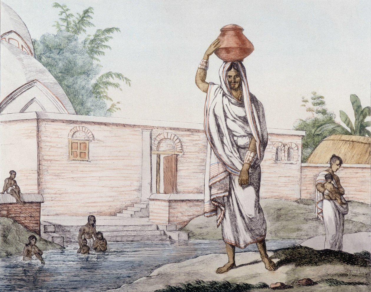 Vandbærer nær Hooghly (indisk flod) i Calcutta (eller Kolkata), Indien. af Unknown artist