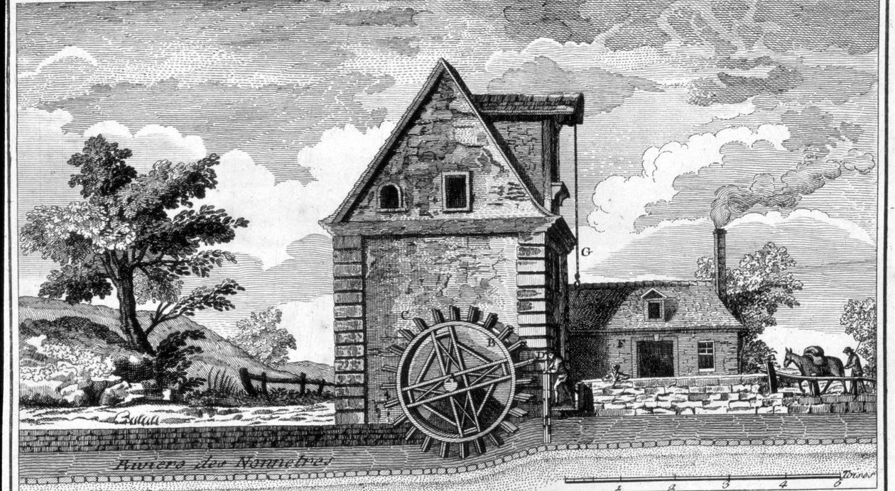 Vandmølle. gravering sd. omkring 1800. af Unknown artist