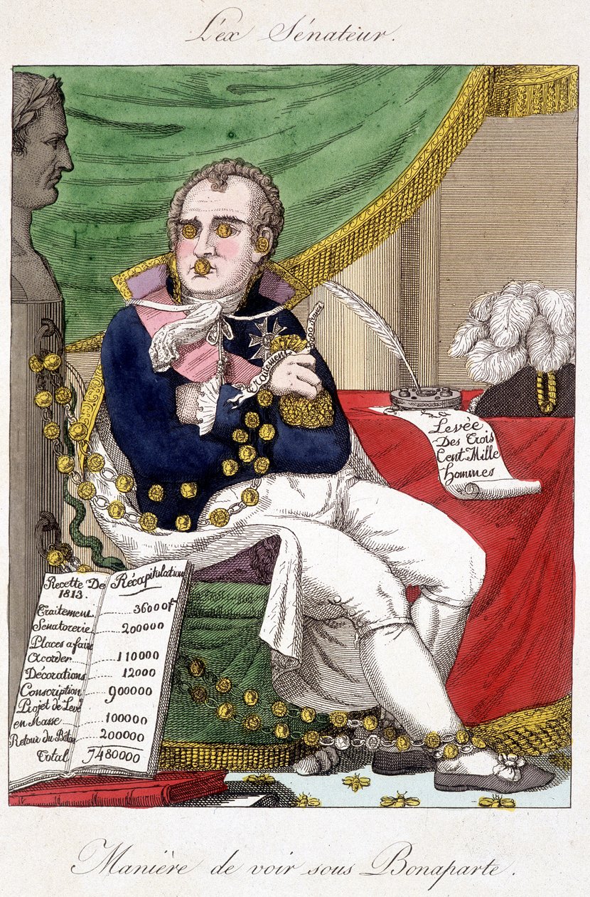 Synsvinkel under Bonaparte: militærudgifter - karikatur af Unknown artist