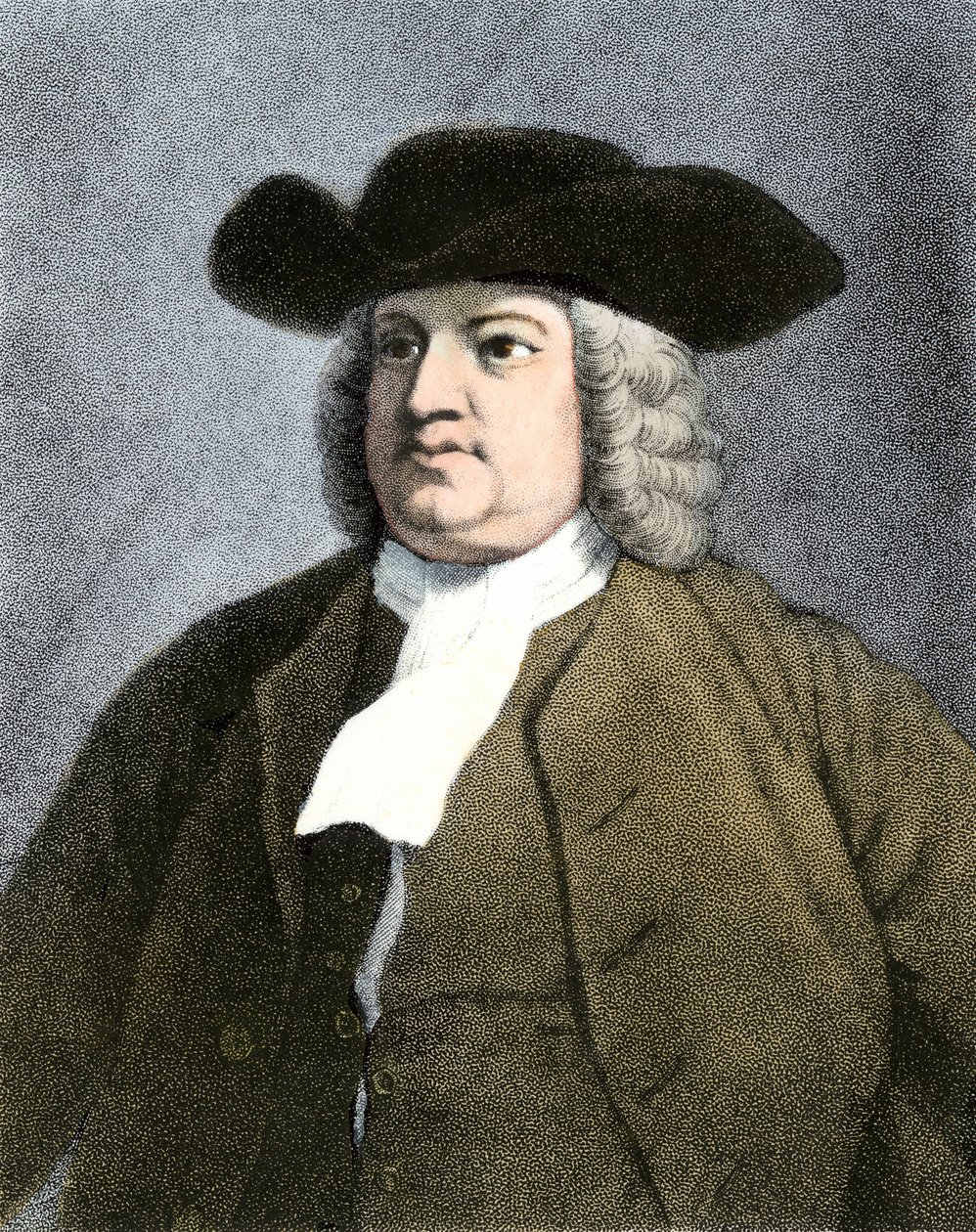 William Penn (1644-1718) engelsk kvæker, grundlægger af staten Pennsylvania i 1682 (kobberstik) af Unknown artist