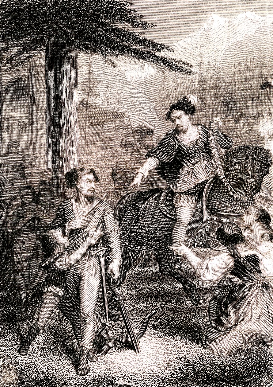 William Tell siges at have skudt fogeden Gessler i den patriotiske schweiziske legende af Unknown artist