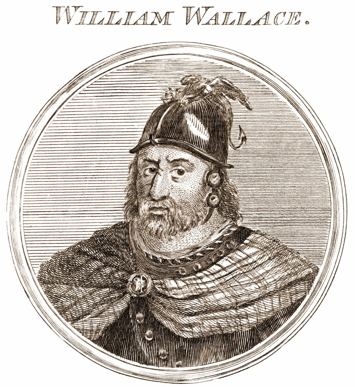 William Wallace. Skotsk kok 1270-1305. Gravering 1800-tallet af Unknown artist