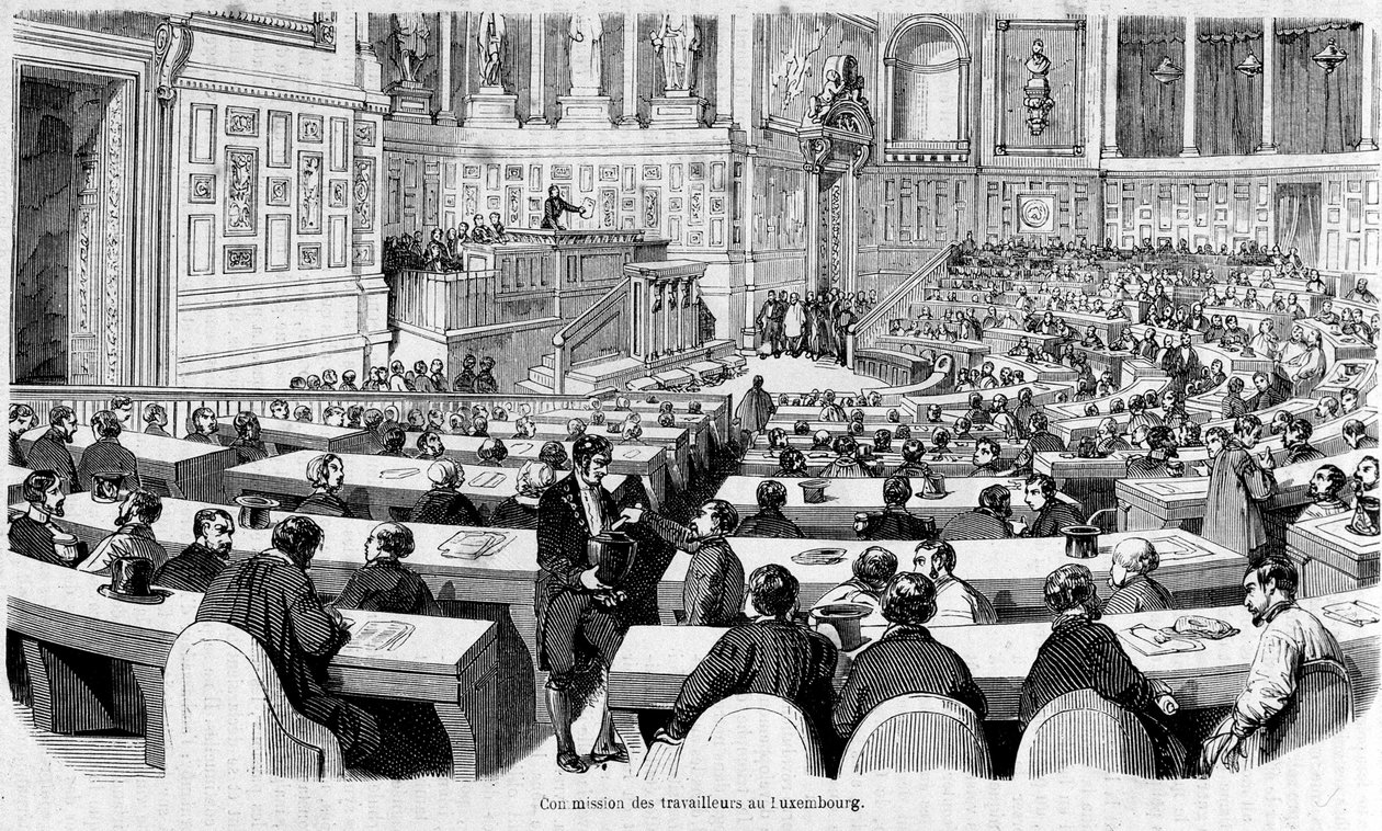 Arbejderkomitéen i Luxembourg Palace (Senatet), revolution af af Unknown artist