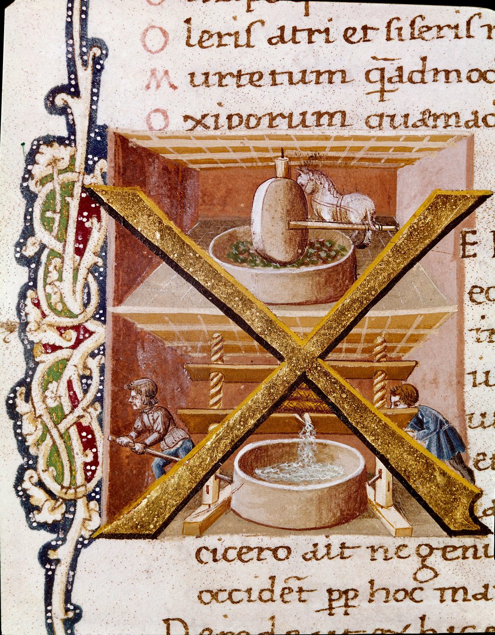 Arbejder i en oliemølle (Miniature af Unknown artist