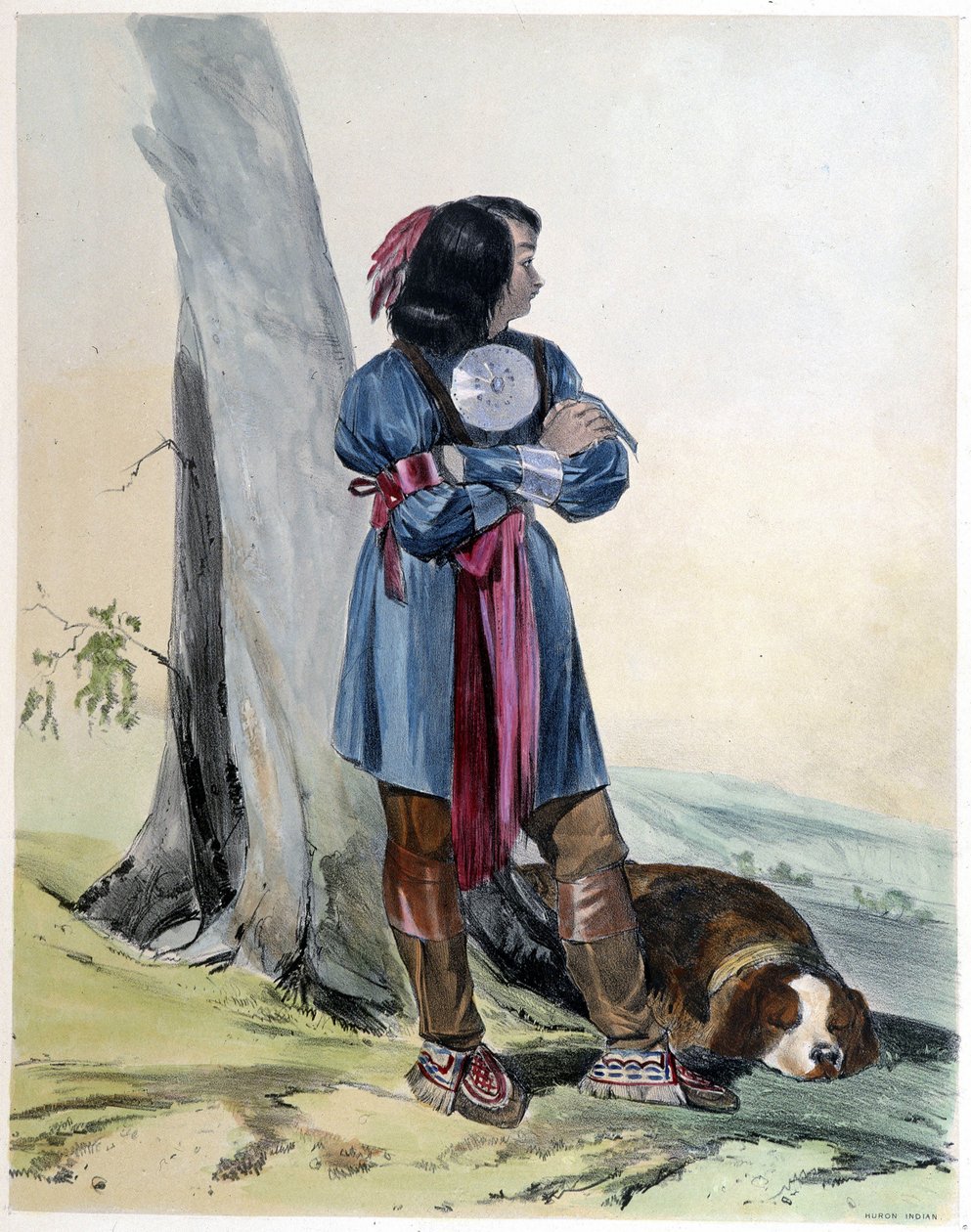 Young Indian Huron and His Dog - i "" Shyth