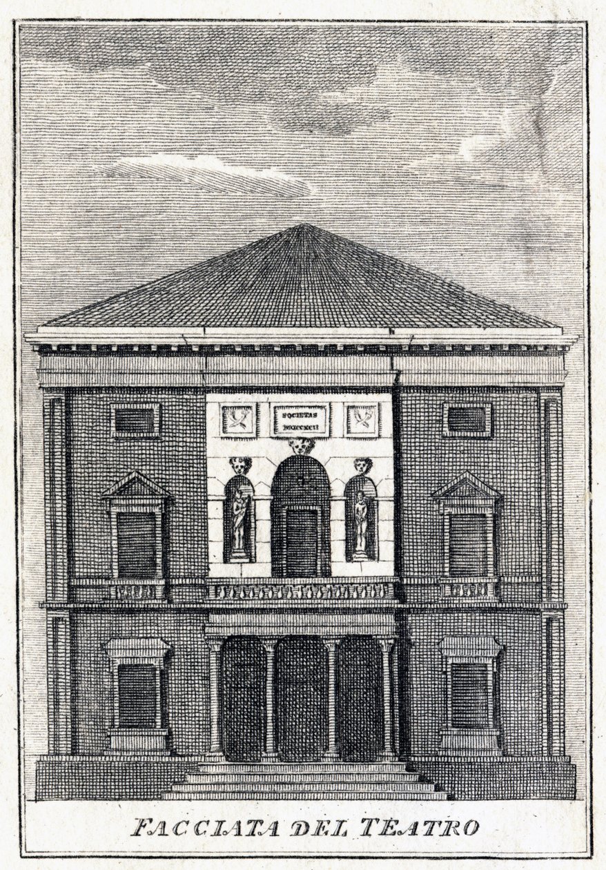 facaden på Fenice-teatret i Venedig i midten af det 19. århundrede. af Unknown artist