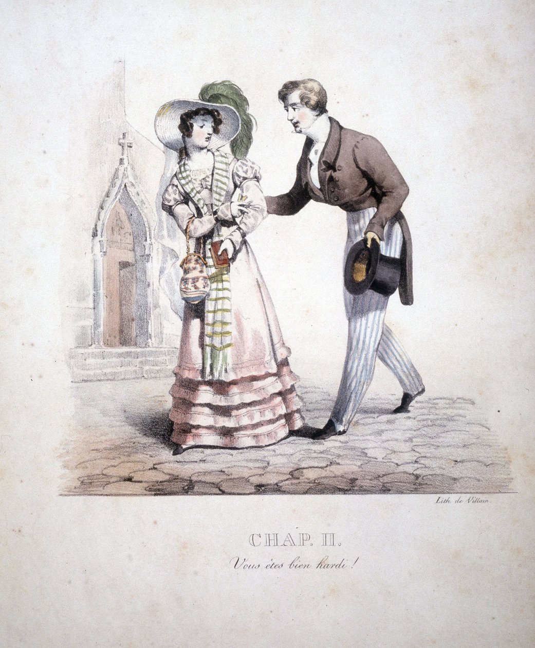 genrescene, der repræsenterer et par,: ""Du er meget fed..."" af Unknown artist