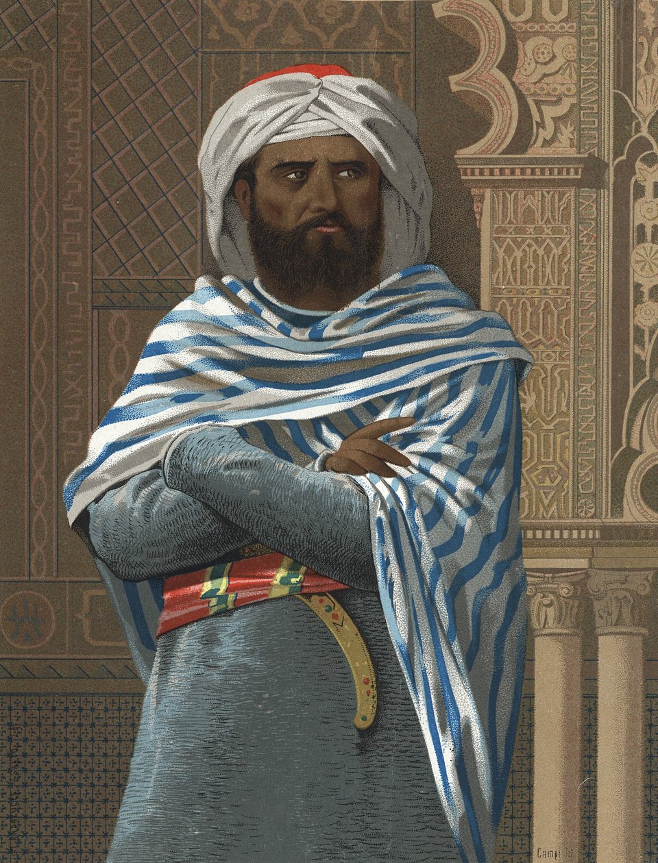 portræt af Abd ar-Rahman I. med tilnavnet ad-Dakhil, "" flygtningen"" (731 i Cordoba, 788). Emir af Cordoba (756-788) efter mænd og kvinder. Barcelona 1877. af Unknown artist