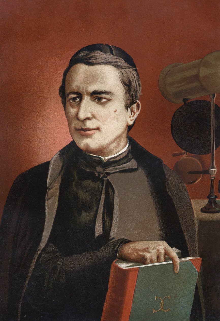 portræt af Angelo Secchi, italiensk astronom (1818 - 1878), grundlægger af spektroskopi. baseret på kendte mænd og kvinder. Barcelona 1877. af Unknown artist