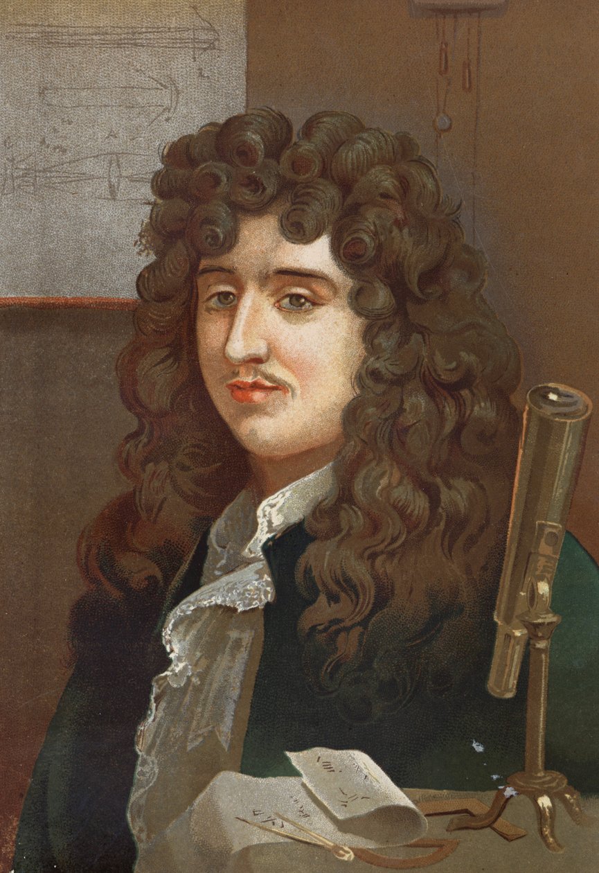 portræt af Christiaan Huygens. Hollandsk fysiker og matematiker (1629 til 1695) efter "" Science and its Men"" af Louis Figuier. Barcelona 1881 af Unknown artist