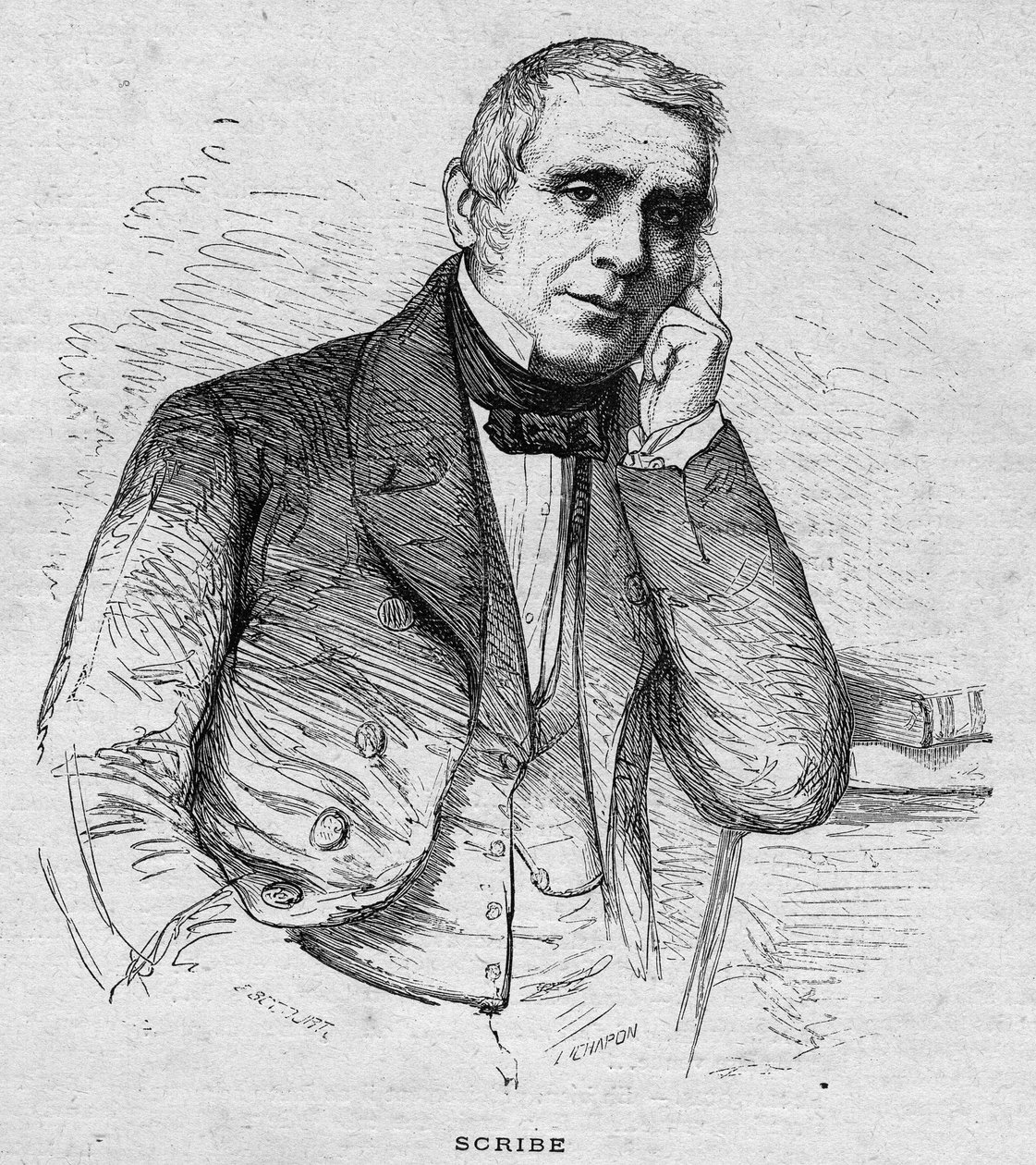 portræt af Eugène Scribe. Fransk dramatisk forfatter (1791 til 1861) gravering fra 1892 af Unknown artist