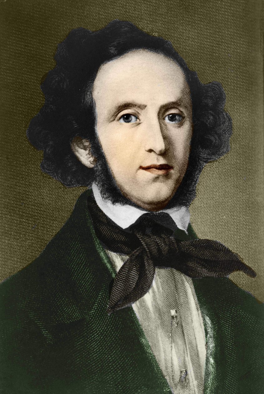 portræt af Felix Mendelssohn - Bartholdy. Tysk komponist (1809 til 1847). af Unknown artist