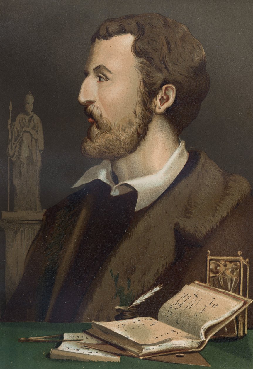 portræt af Jerome Cardan på italiensk Gerolamo Cardano (Cardanus Hieronymus) Medecin, matematiker, filosof og italiensk astrolog (Pavia af Unknown artist