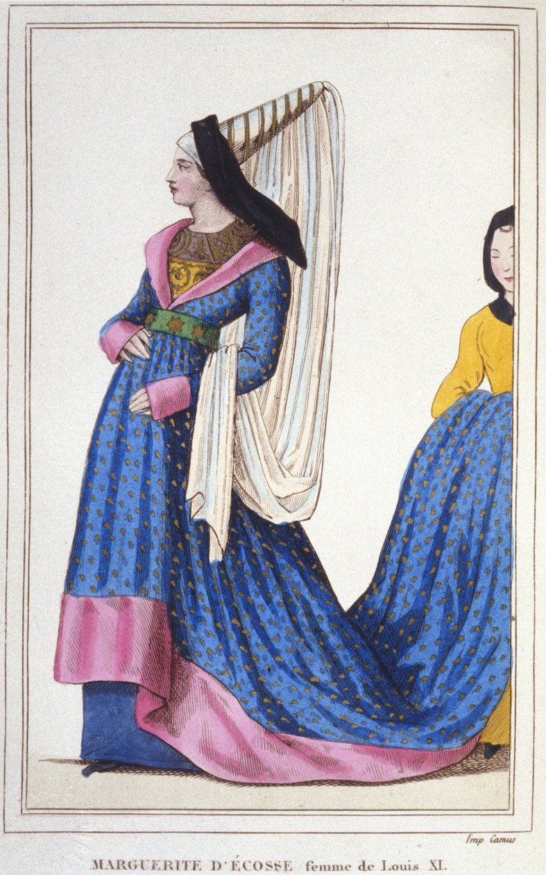 portræt af Margaret af Skotland, Dauphine af Frankrig - Datter af James I, konge af Skotland og hustru til Ludvig XI. 1418-1445. stik fra 1830. af Unknown artist