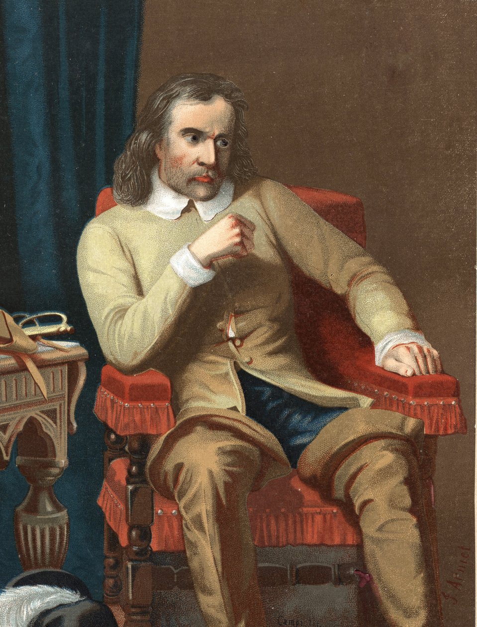 portræt af Olivier Cromwell. Engelsk statsmand (Huntingdon af Unknown artist