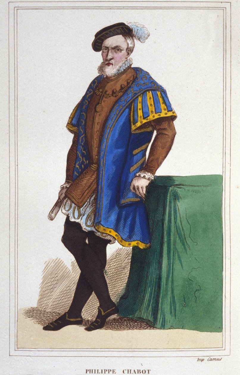 portræt af Philippe de Chabot, seigneur af Brion, admiral af Frankrig (1480 til 1543). stik fra 1830 af Unknown artist