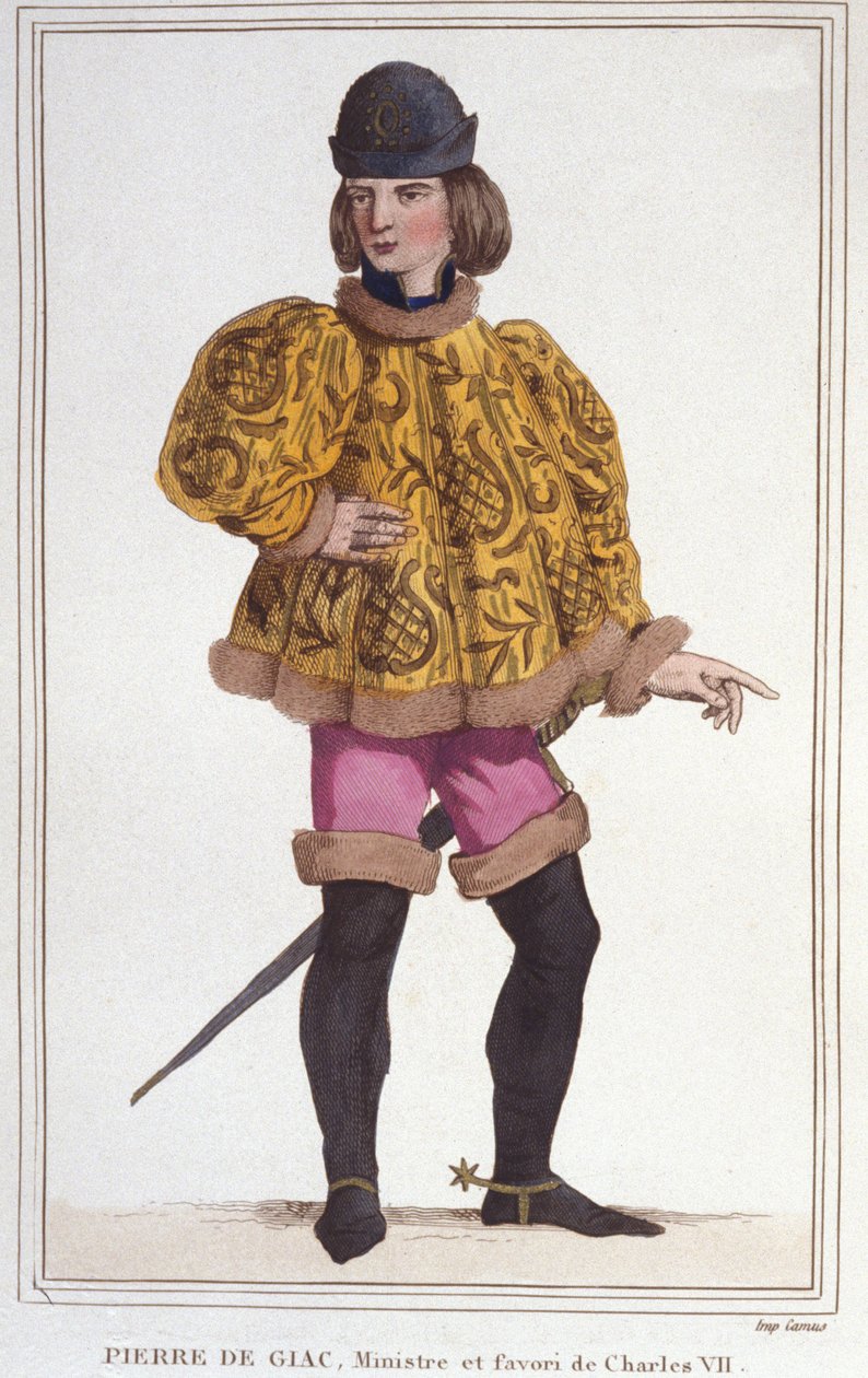 portræt af Pierre de Giac, favorit af Charles VII, minister og finansinspektør. Stik fra 1830 af Unknown artist