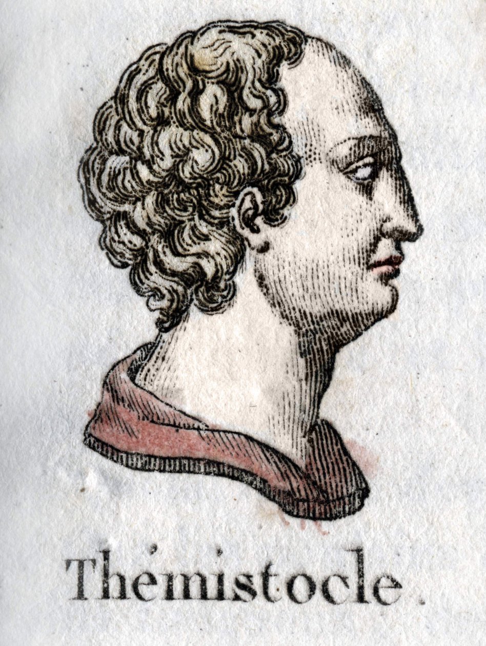 portræt af Themistoklês. på græsk Themistoklês statsmand og athensk general (v. 525 f.Kr. til v. 460 f.Kr.) Indgravering fra 1822. af Unknown artist