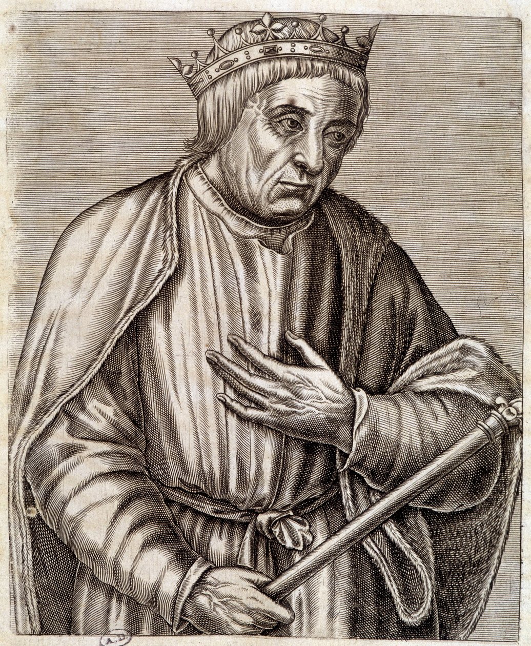 portræt af kongen af Polen Casimir III den Store. 1310-1370. gravering af det 17. århundrede. af Unknown artist