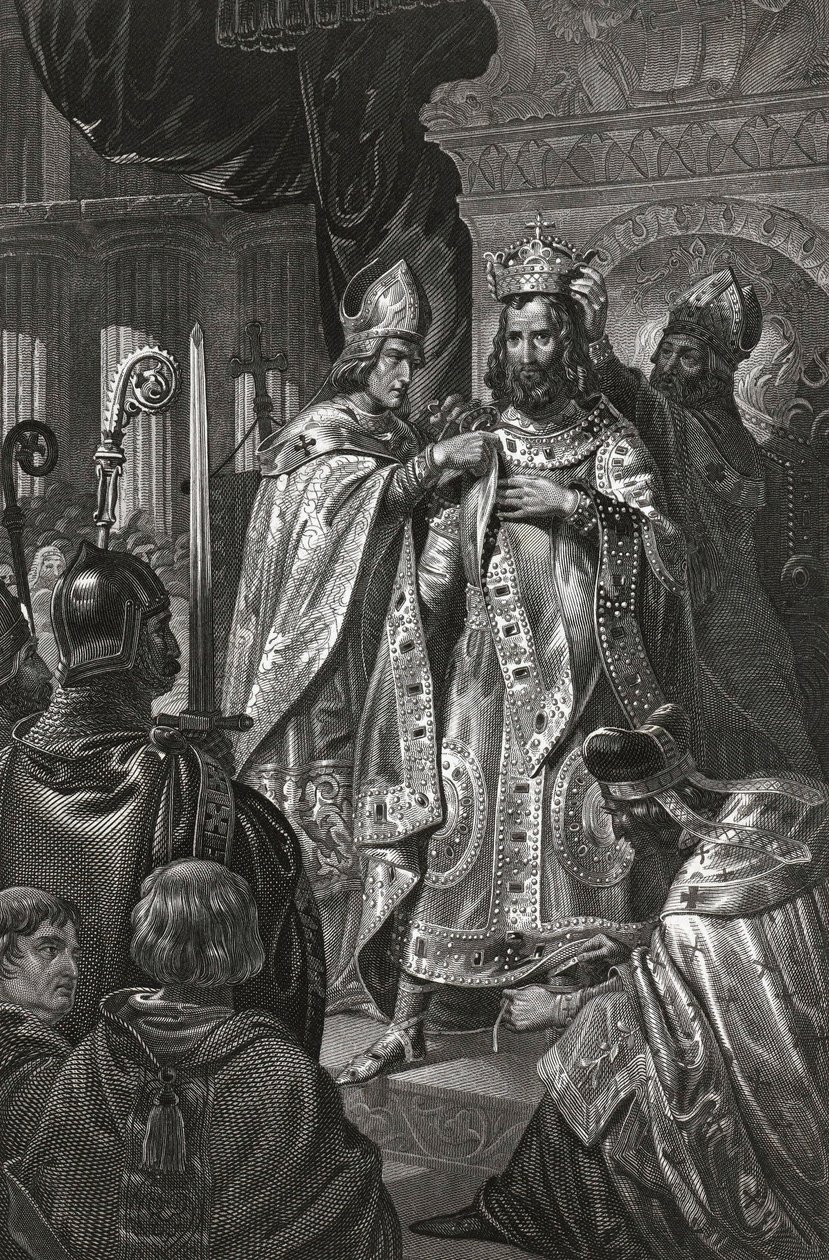 hellige af Baudouin af Boulogne sagde Baudouin I (v. 1065-1118), konge af Jerusalem - Kroningen af ​​Baldwin I juledag 1100 af Anonymous af Unknown artist