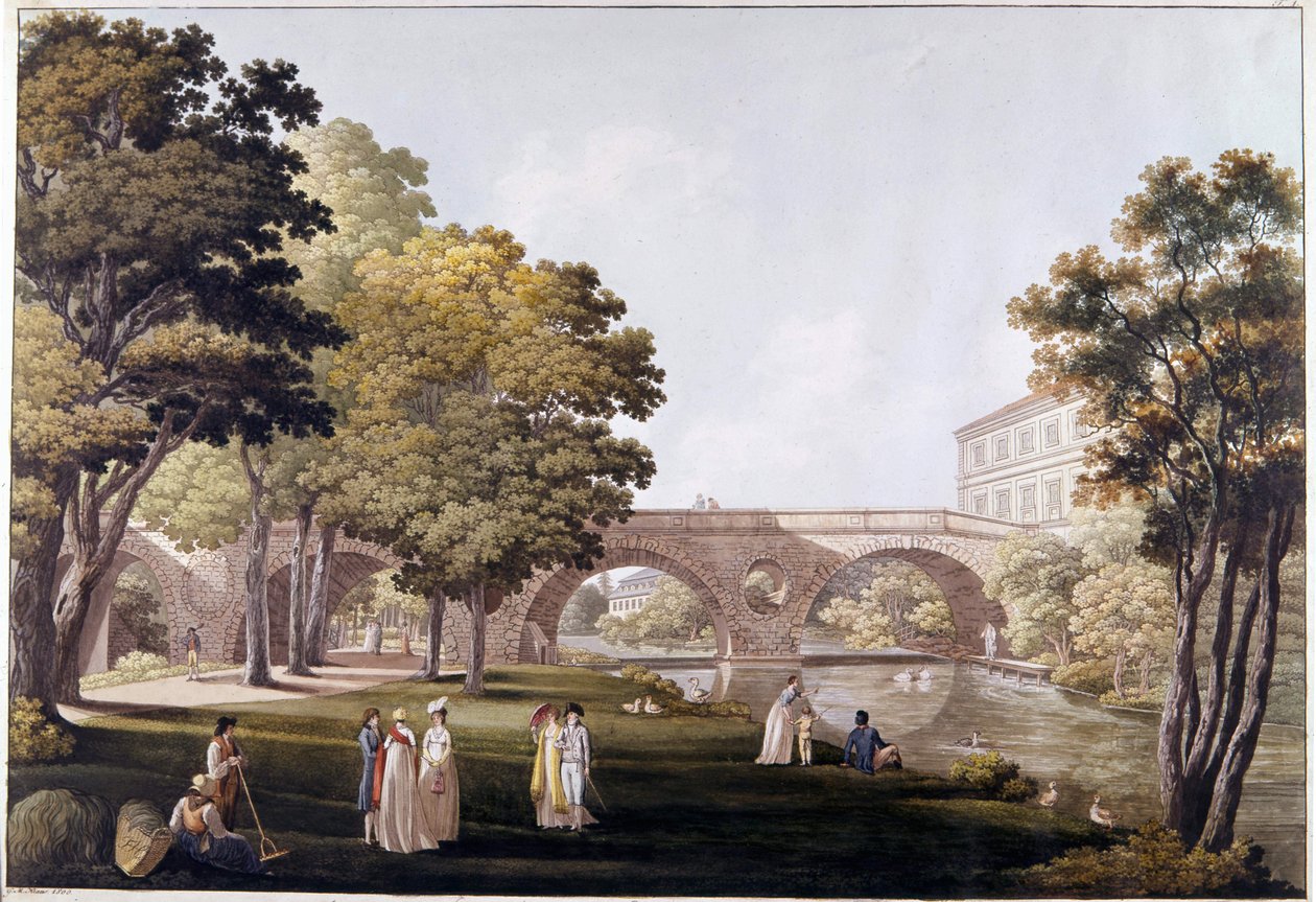 slotsparken i byen Weimar (Tyskland). af Unknown artist
