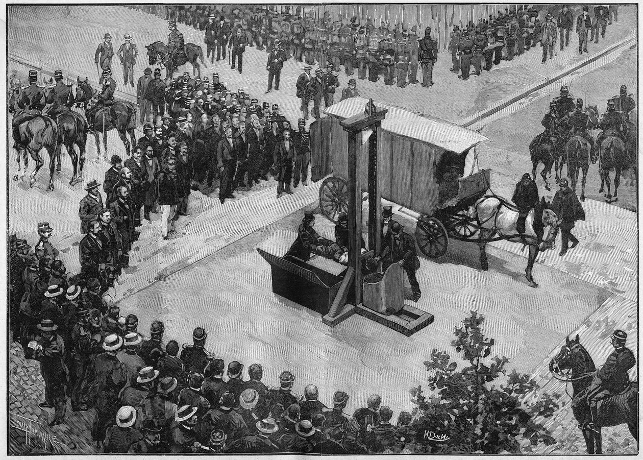 henrettelsen af anarkisten Caserio i Lyon i 1894. af Unknown artist