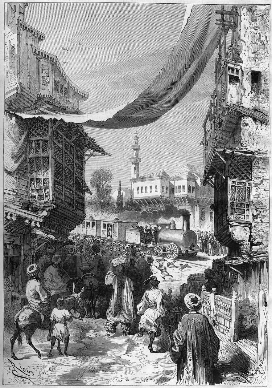 det første jernbanetog ankom til Konstantinopel i 1872. af Unknown artist
