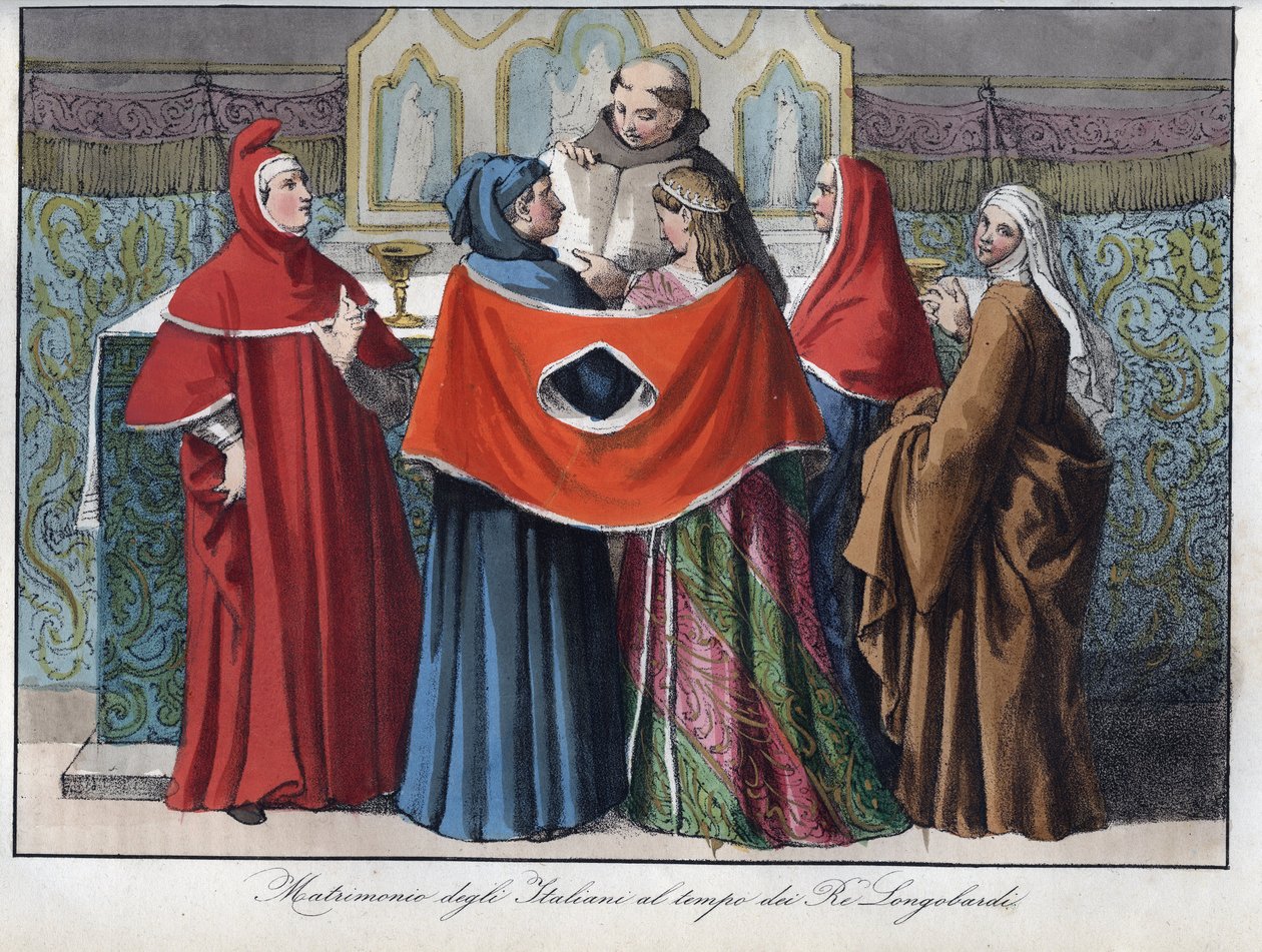 italienernes ægteskab på de langobardiske kongers tid (568-774) - af Unknown artist