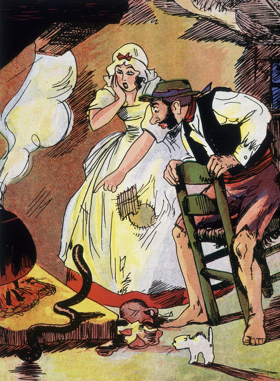 de tre ønsker - "Tales wirtten by Charles, begyndelsen af det 20. århundrede (tryk) af Unknown Artist