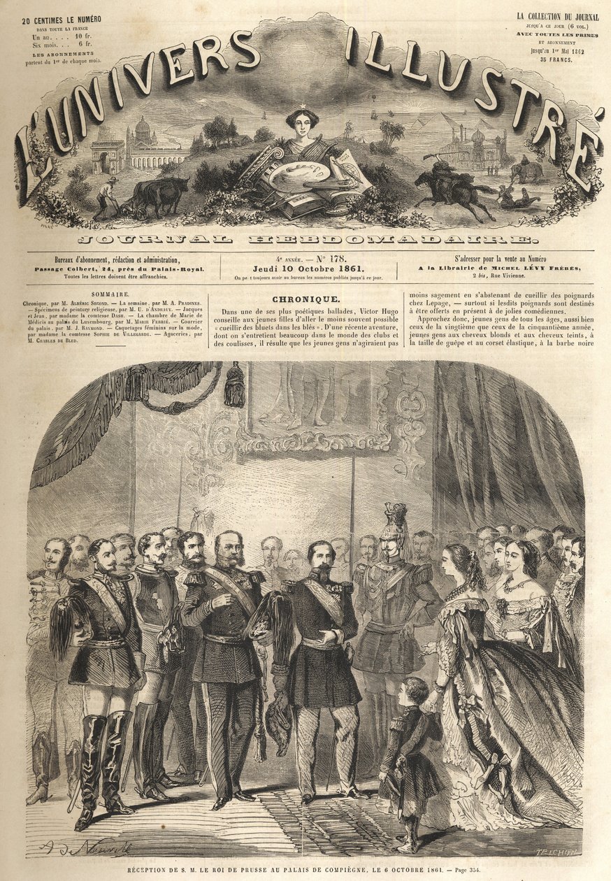 besøg af Vilhelm, kongen af Preussen, hos Napoleon III, franskmændenes kejser, i Compiegne, Frankrig 1861 - Besøg af Vilhelm I af Preussen (1797-1888) i Compiegne med Napoleon III