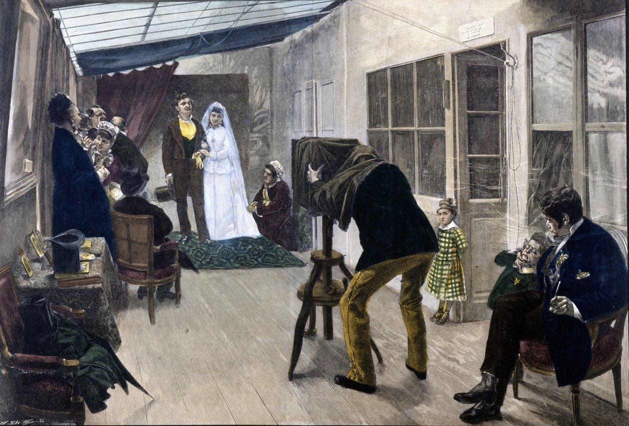 værksted for en fotograf i Paris i 1878 af Unknown artist