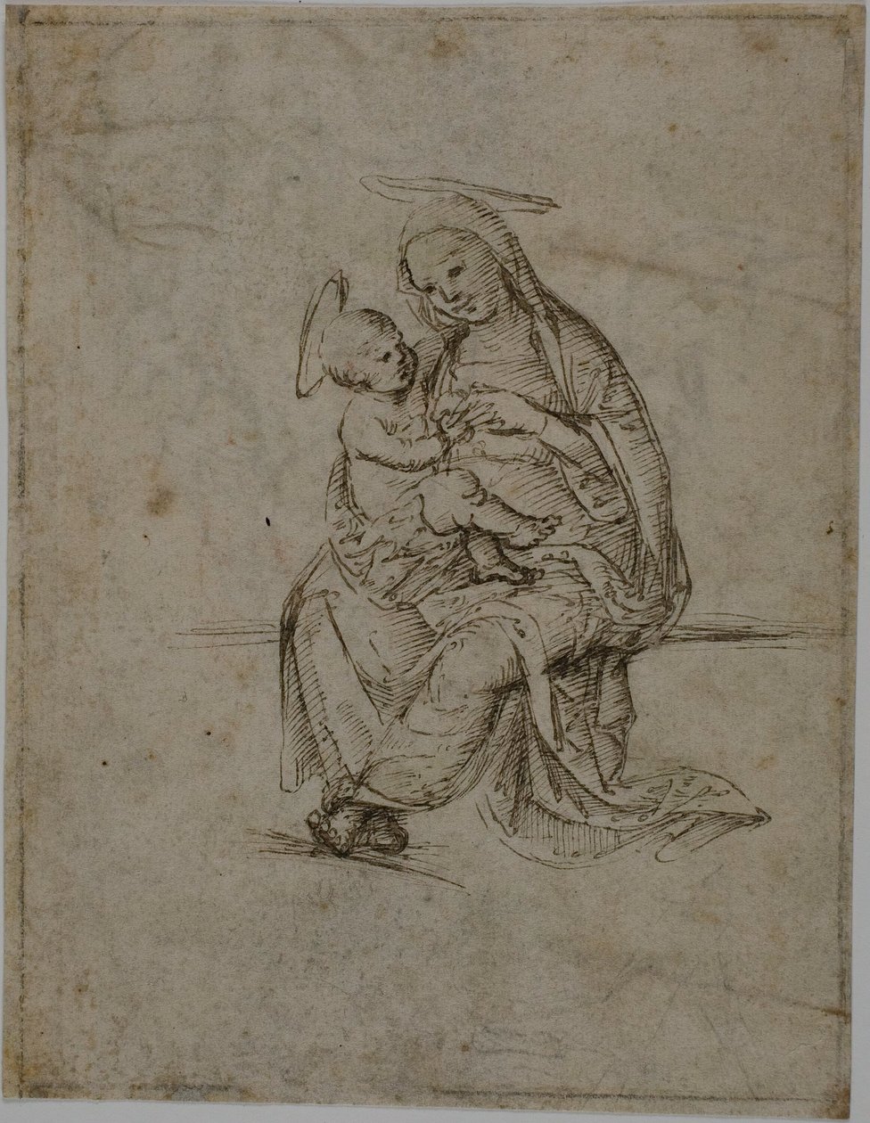 Jomfru og barn (recto); Putti (verso) af Unknown Florentine