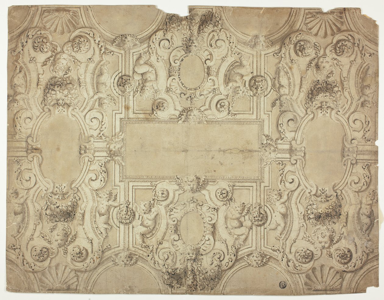 Design til en loftsdekoration af Unknown Italian