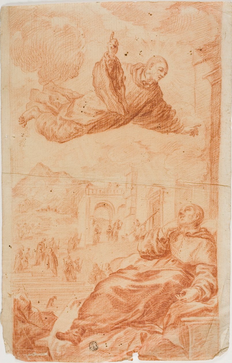 Helgen viser sig for sovende munk af Unknown Italian