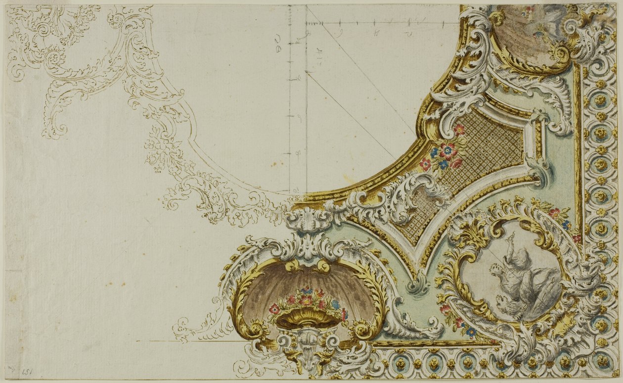 Skitse af loftsdekoration af Unknown Italian