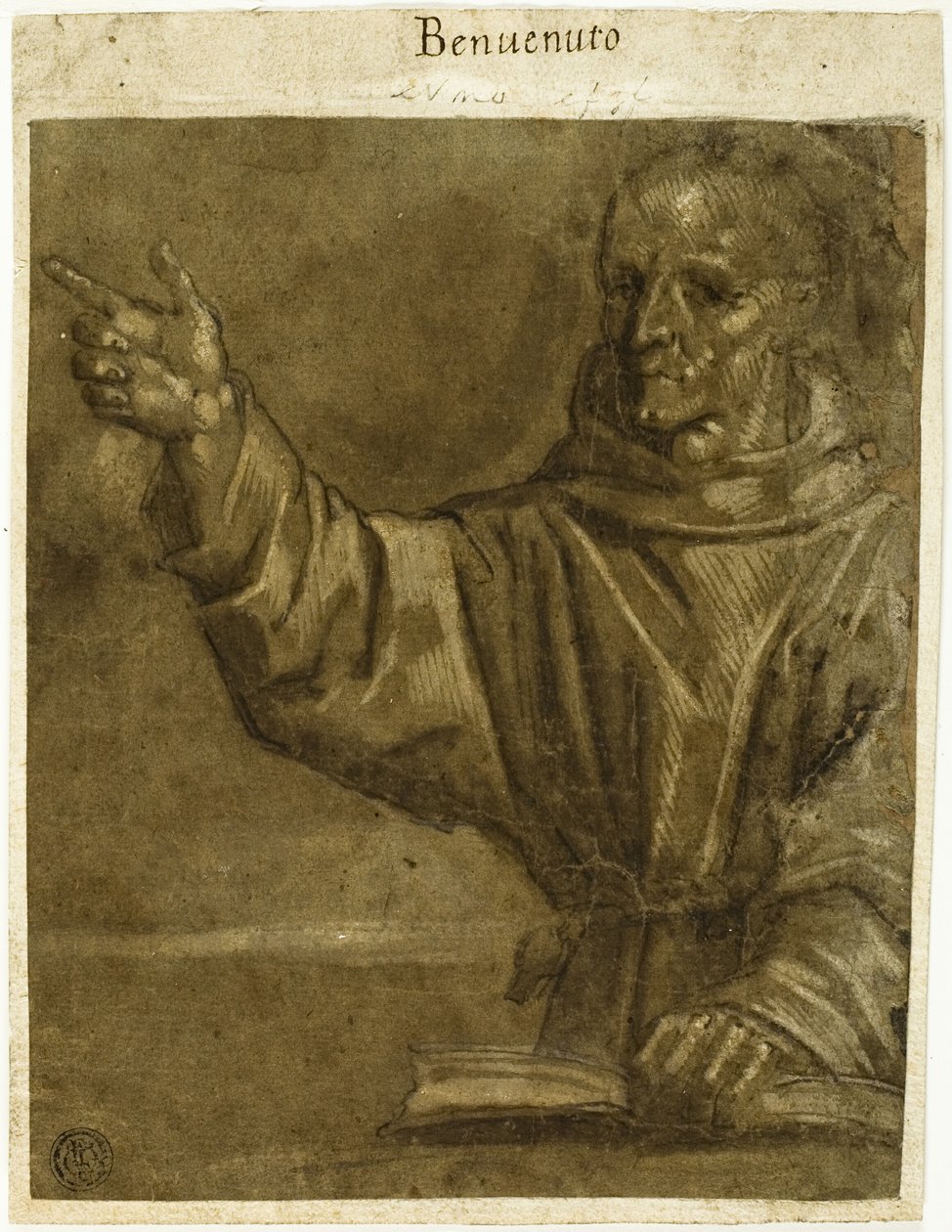 Sankt Bernardino af Siena prædiker fra en åben bog af Unknown Sienese