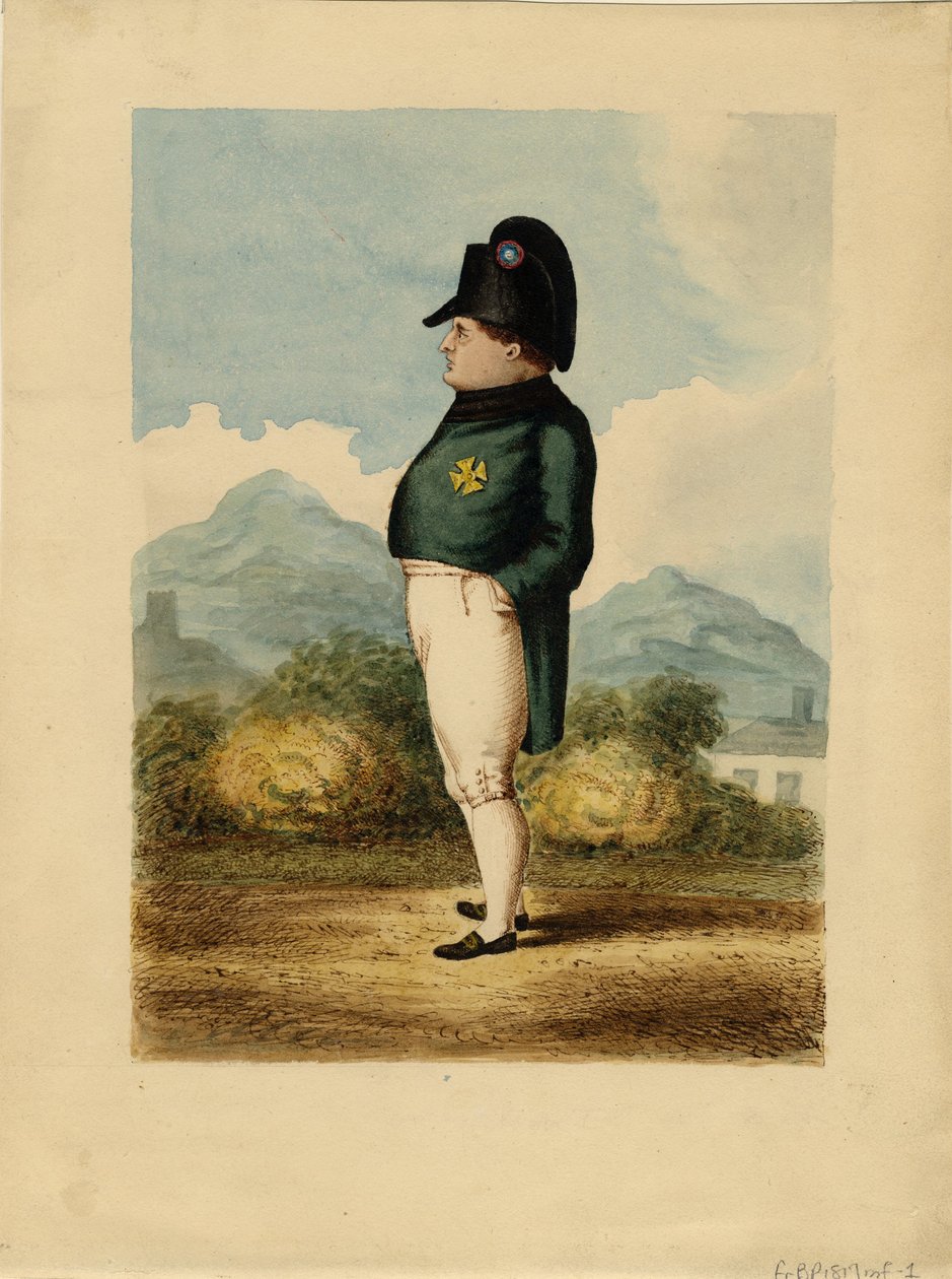 Napoleon Bonaparte på øen Saint Helena, 1817 af Unknown artillery officer