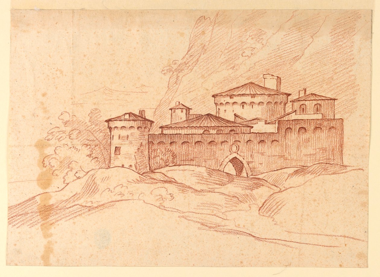 Tegning, Slot i bjergene, 1810-1830 af Unknown artistUnknown artist