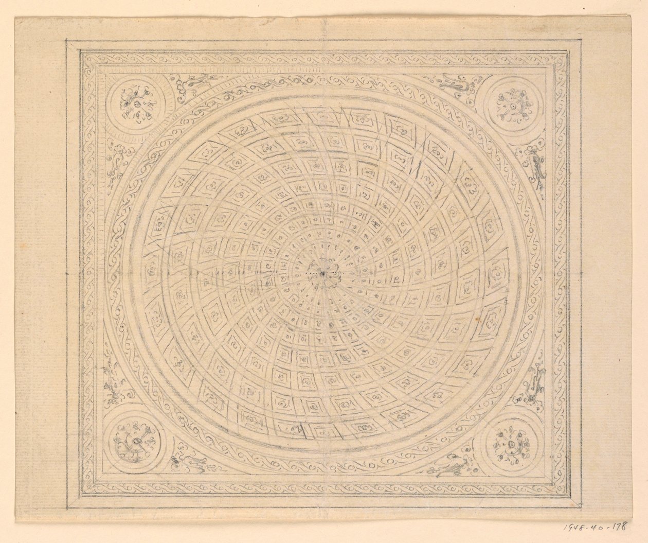 Tegning, loftsdesign, 1815-22 af Unknown artistUnknown artist