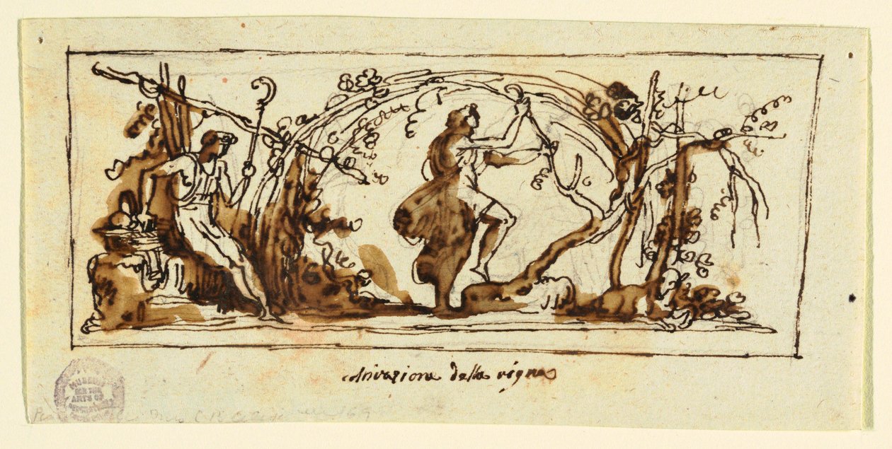 Tegning, Celebration of the Vine, ca. 1800 af Unknown artistUnknown artist